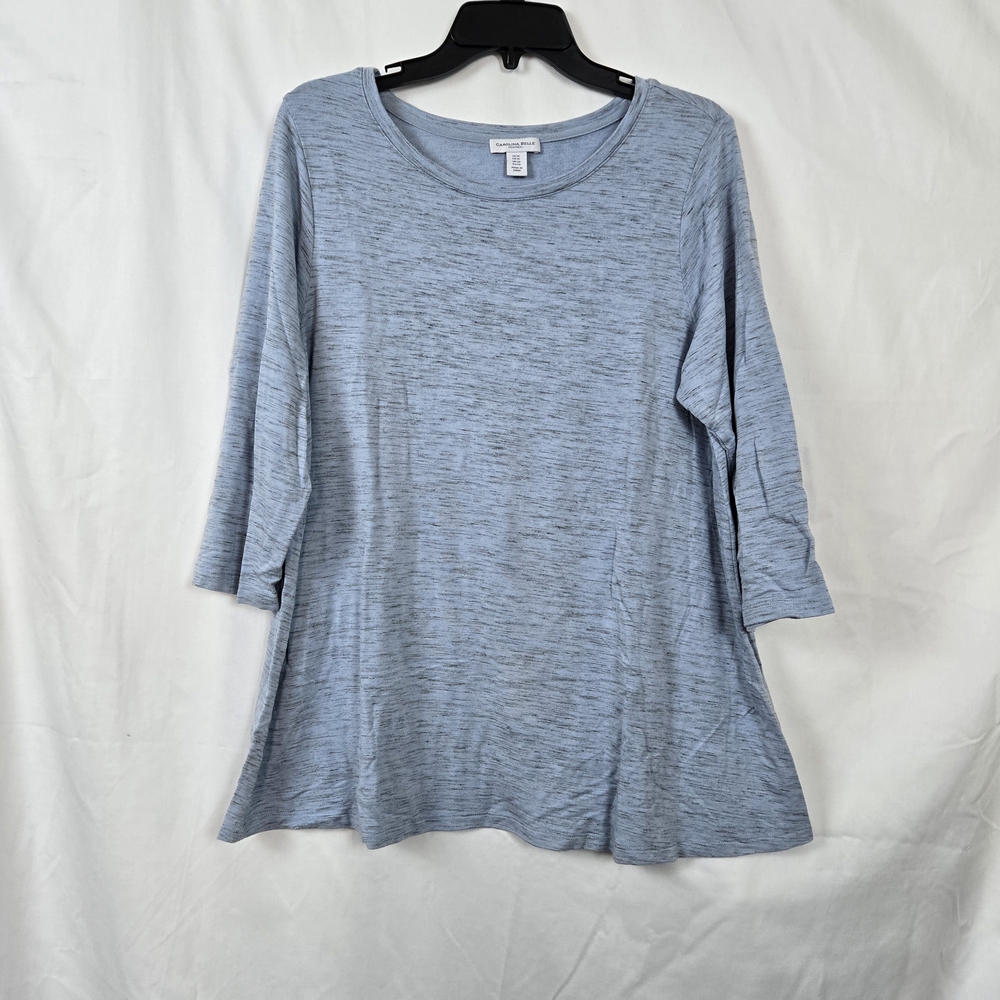 Carolina Belle Montreal Women's Heathered Light Blue 3/4 Sleeve Tunic Top 1X‎